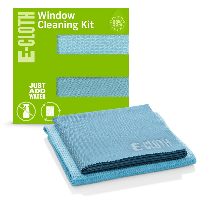 E-Cloth Window Cleaning Cloth - Eco Packaging - Glass Cleaning Cloth, Streak-Free Windows with Just Water, Microfiber Towel Kit for Windows, Car Windshield, Mirrors - Alaskan Blue - Image 1